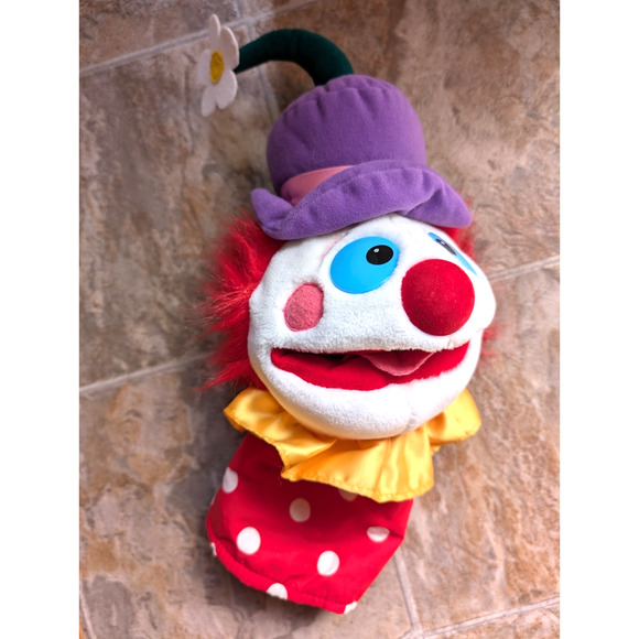 Vintage Dakin Clown Hand Puppet 1993 Size 15 " Hat w/Flower Child Plush Puppet - Picture 1 of 5